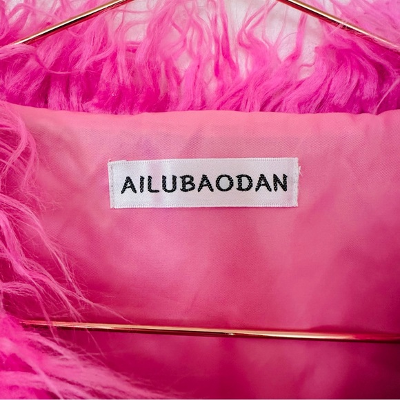 Ailubaodan Hot Pink Faux Fur Jacket Fuchsia - Picture 6 of 7